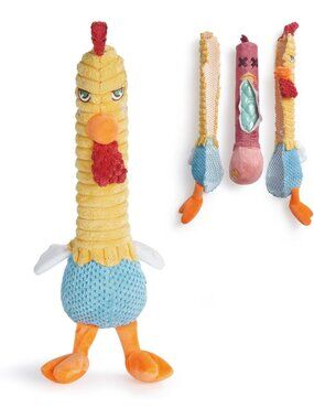 3-in-1 Rip & Reveal Chicken Dog Toy - Durable Squeaky Crinkle Chew for Medium